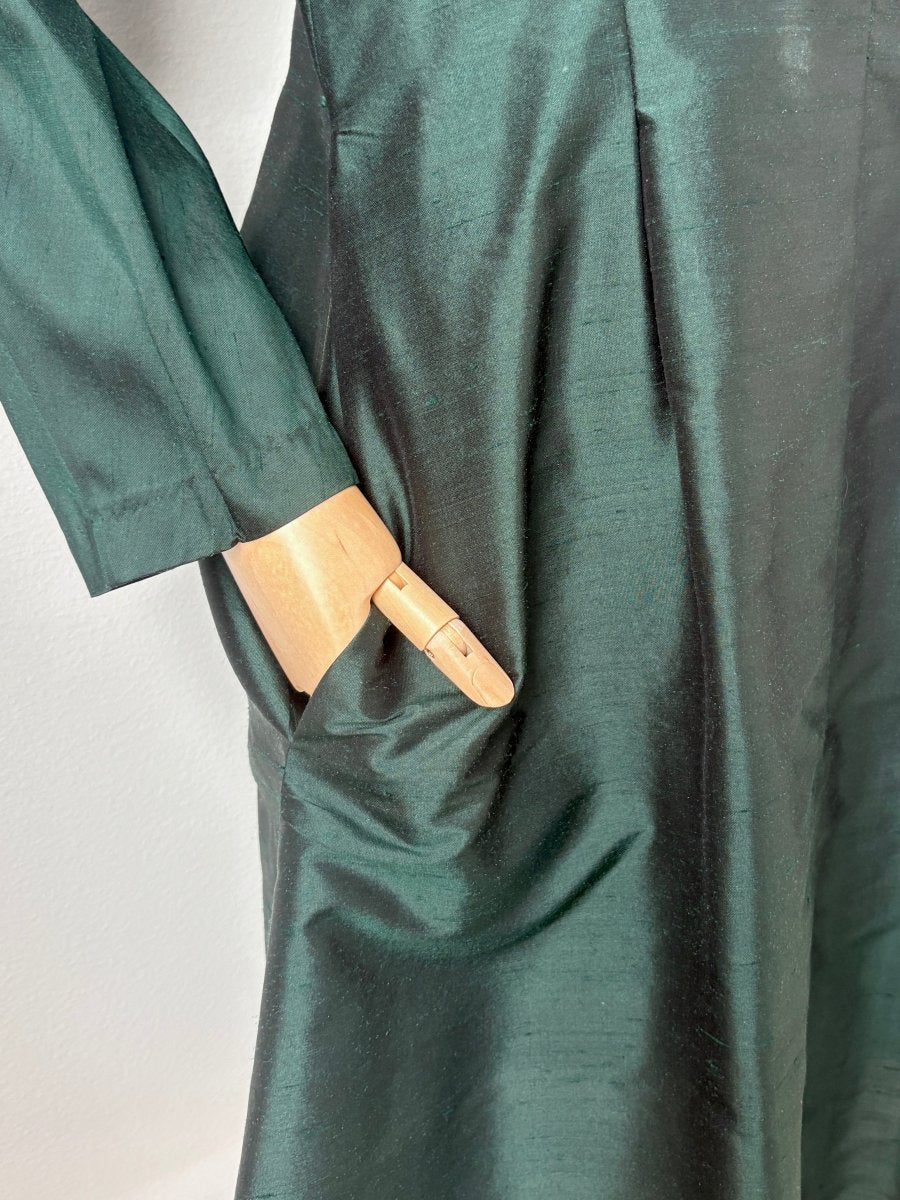 Ulrike Tunic in Emerald Silk Shantung - Made X Hudson