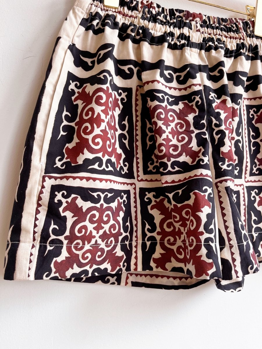 Brown, Black & Cream Moroccan Print Town Shorts - Made X Hudson