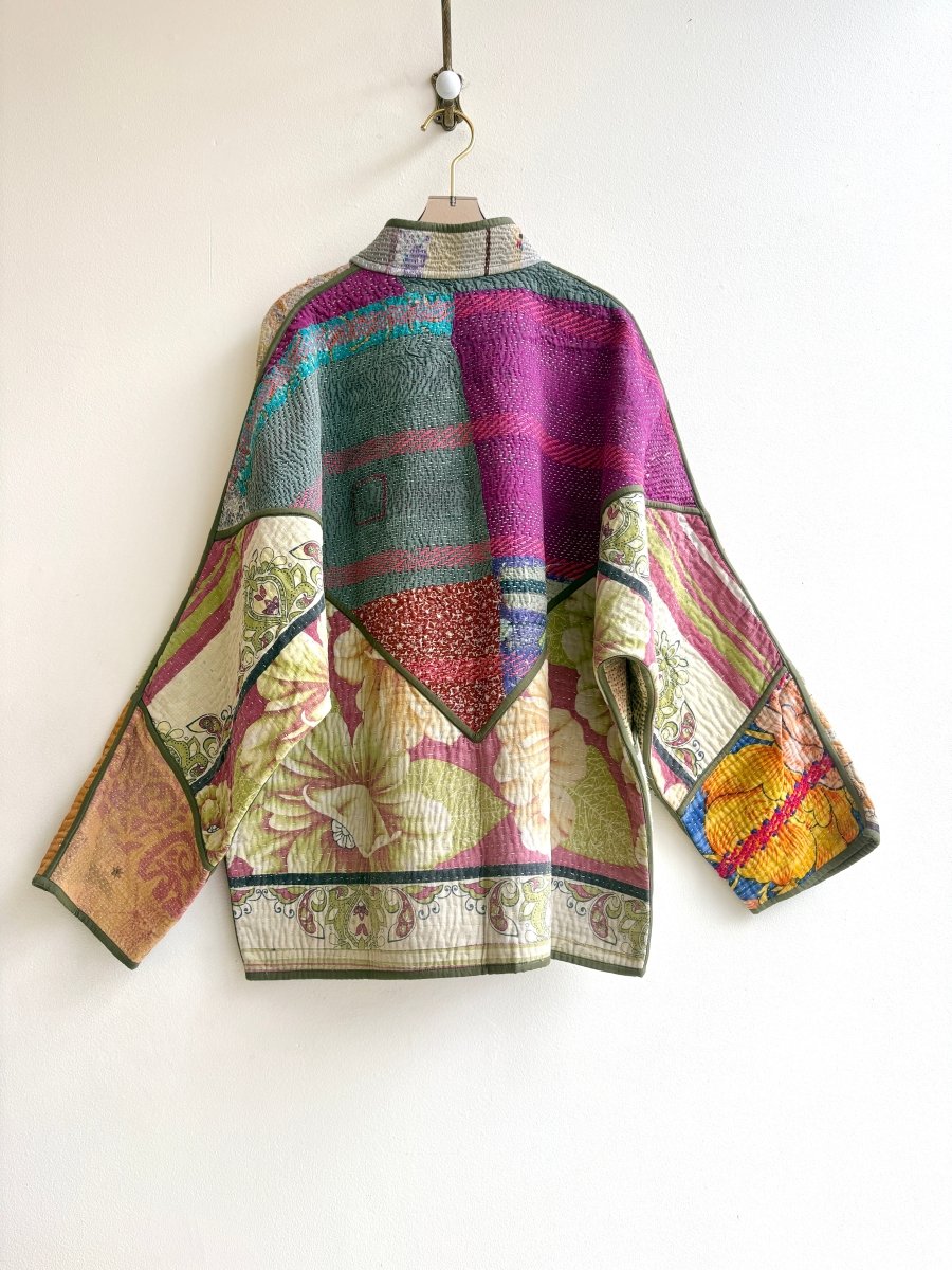 Reversible Ladhiya Quilted Jacket in Colors Olive, Lemon, Mauve & Teal, Blush, Lavender, Lime - Made X Hudson