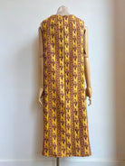 Maroon & Black Floral Stripe Golden Yellow Chore Dress w/ Patch Pockets - Made X Hudson