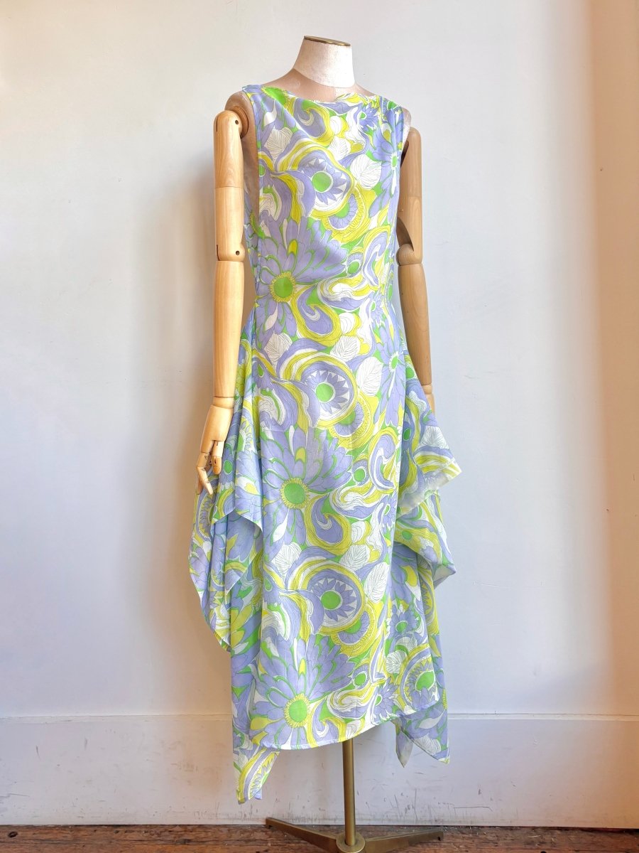Zero - Waste Dress in Lavender and Citron Flower Sketch - Made X Hudson