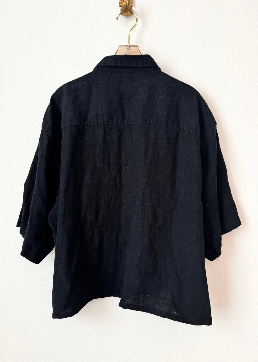 The Vale Shirt in Pitch Black Linen Cotton (Reworked) - Made X Hudson