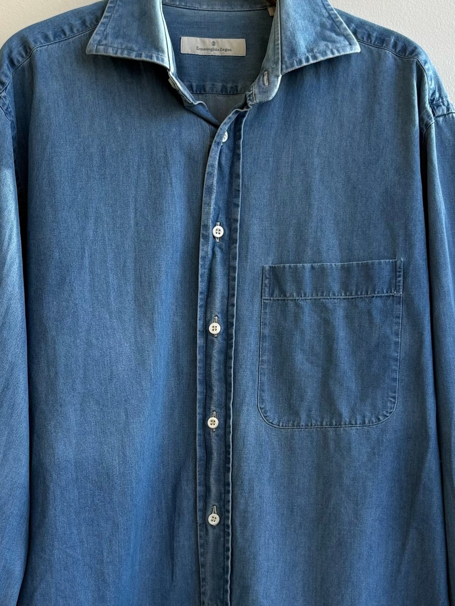 Ermenegildo Zegna | Indigo Dyed Cotton Button Up Shirt (Vintage) - Made X Hudson