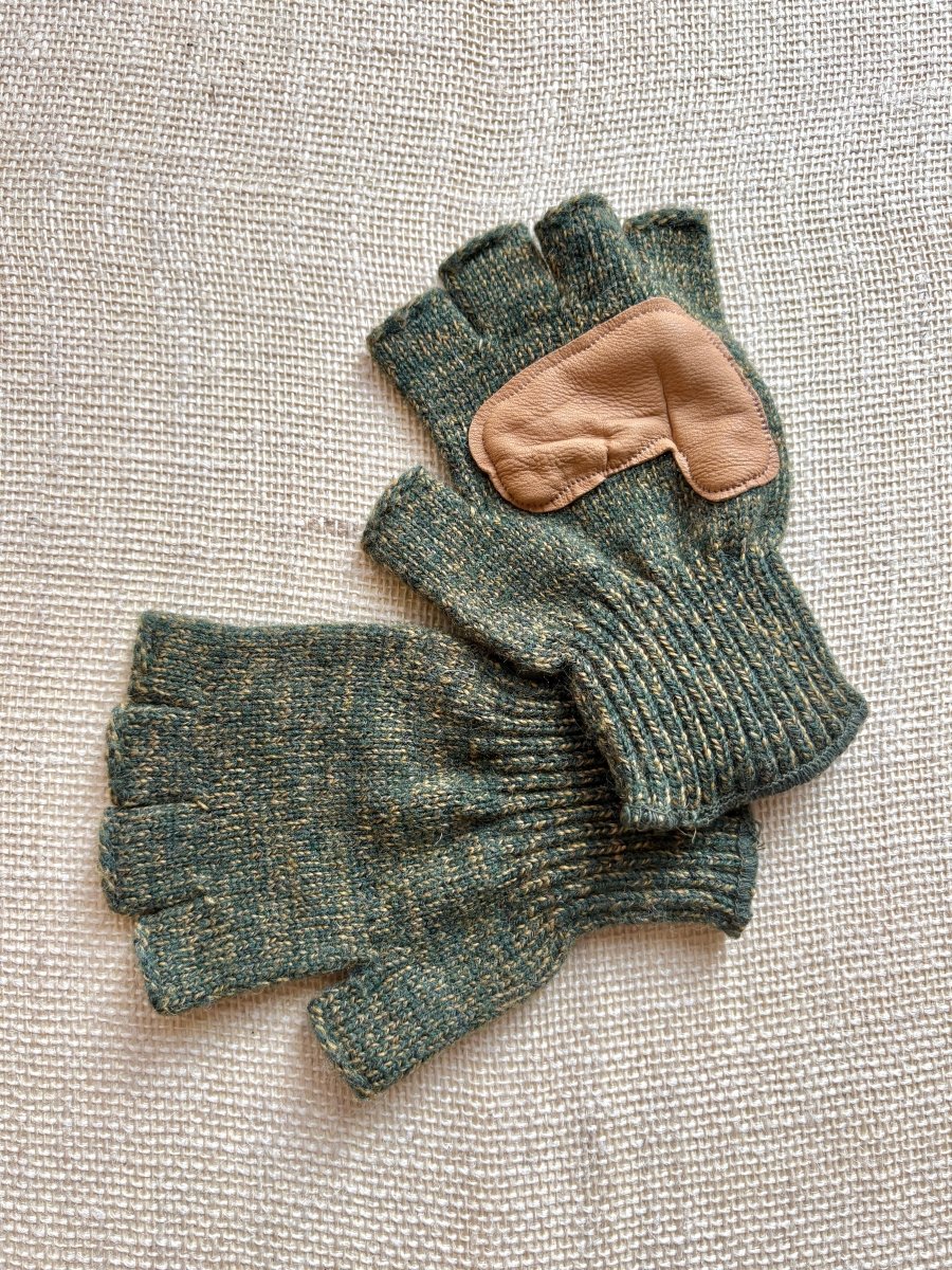 Fingerless Wool Gloves w/ Leather Palms | Womens One Size (Multiple Colors) - Made X Hudson