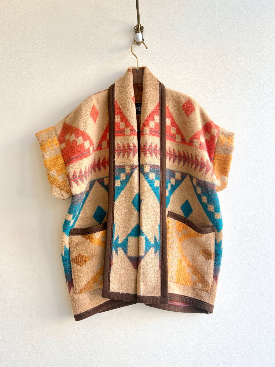 Camel Southwestern Red, Blue, & Yellow Haori Vest - Made X Hudson