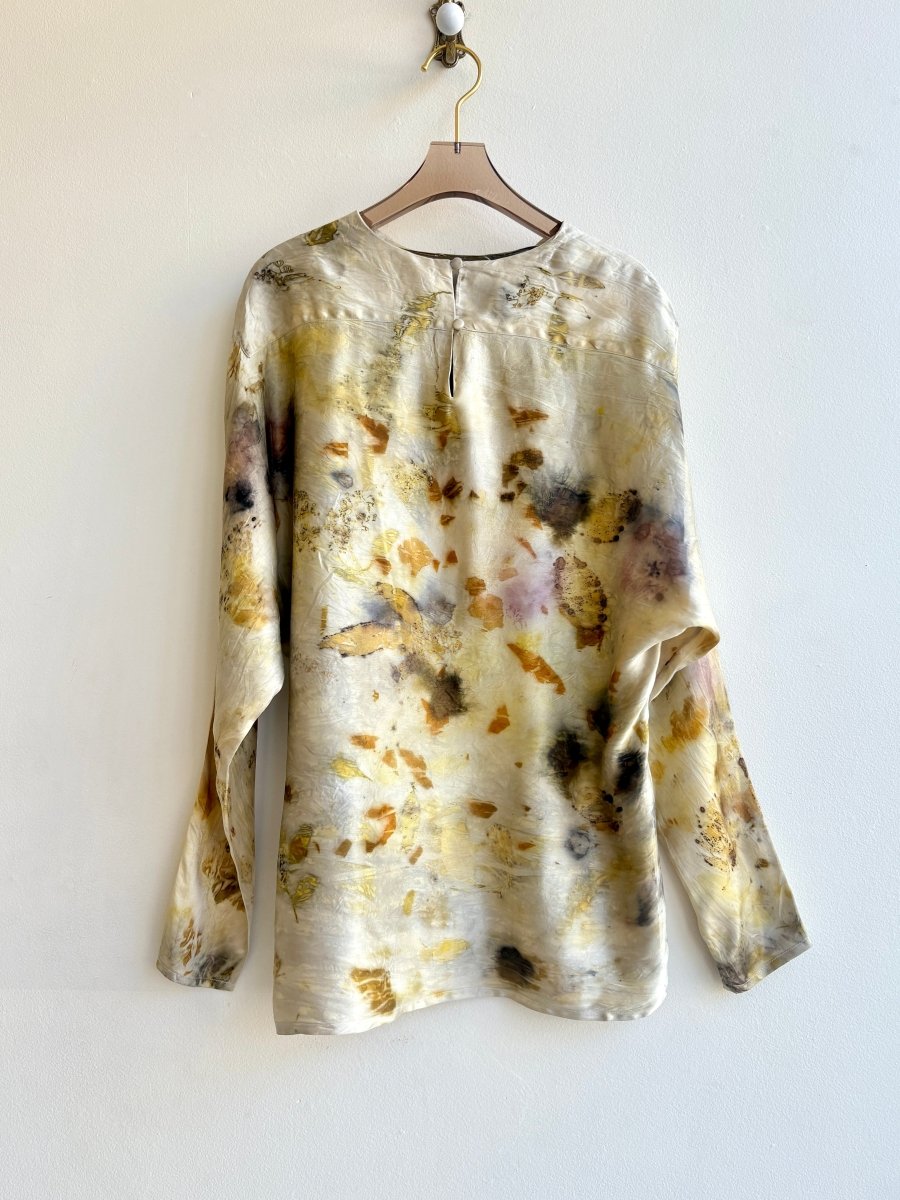Yellow Sheen Eco Printed Dolman Sleeve Shirt (Reworked) - Made X Hudson