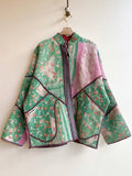 Reversible Ladhiya Quilted Jacket in Colors Jade, Baby Pink, Peach & Tomato, Emerald - Made X Hudson