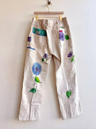 Violet Morning Glory Painter Pants with Color Blocked Pockets | Hand Painted (Reworked) - Made X Hudson