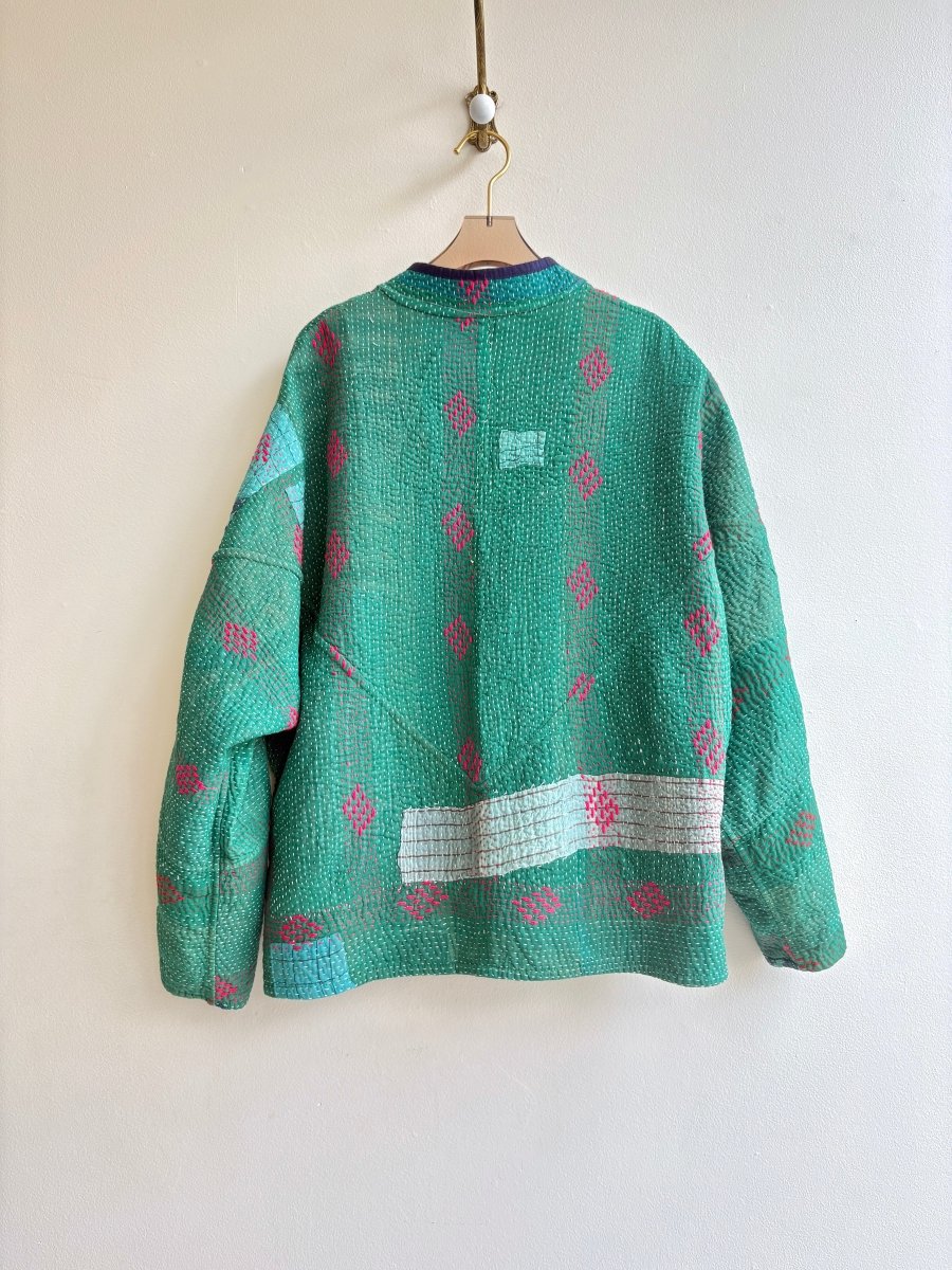 Reversible Ladhiya Quilted Jacket in Green, Red & Green, Red, Grey - Made X Hudson