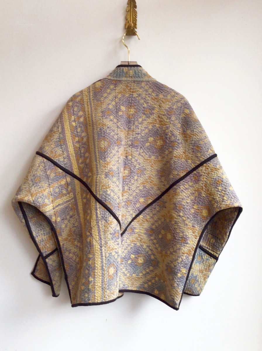 Reversible Ladhiya Quilted Jacket in Colors Lavender, Tan, Yellow & Purple, Red, Blue, Black, Brown, Tan - Made X Hudson