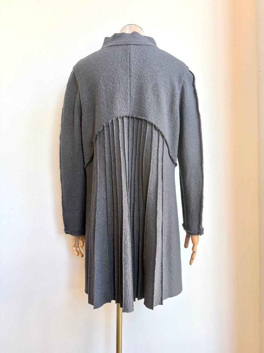 Vilma Mare | Slate Grey Wool Jacket with Sculptural Pleating (Vintage) - Made X Hudson