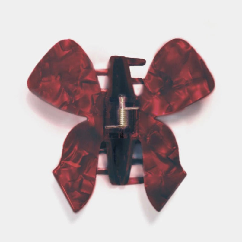 dark red and black bow claw clip | red butterfly claw clip