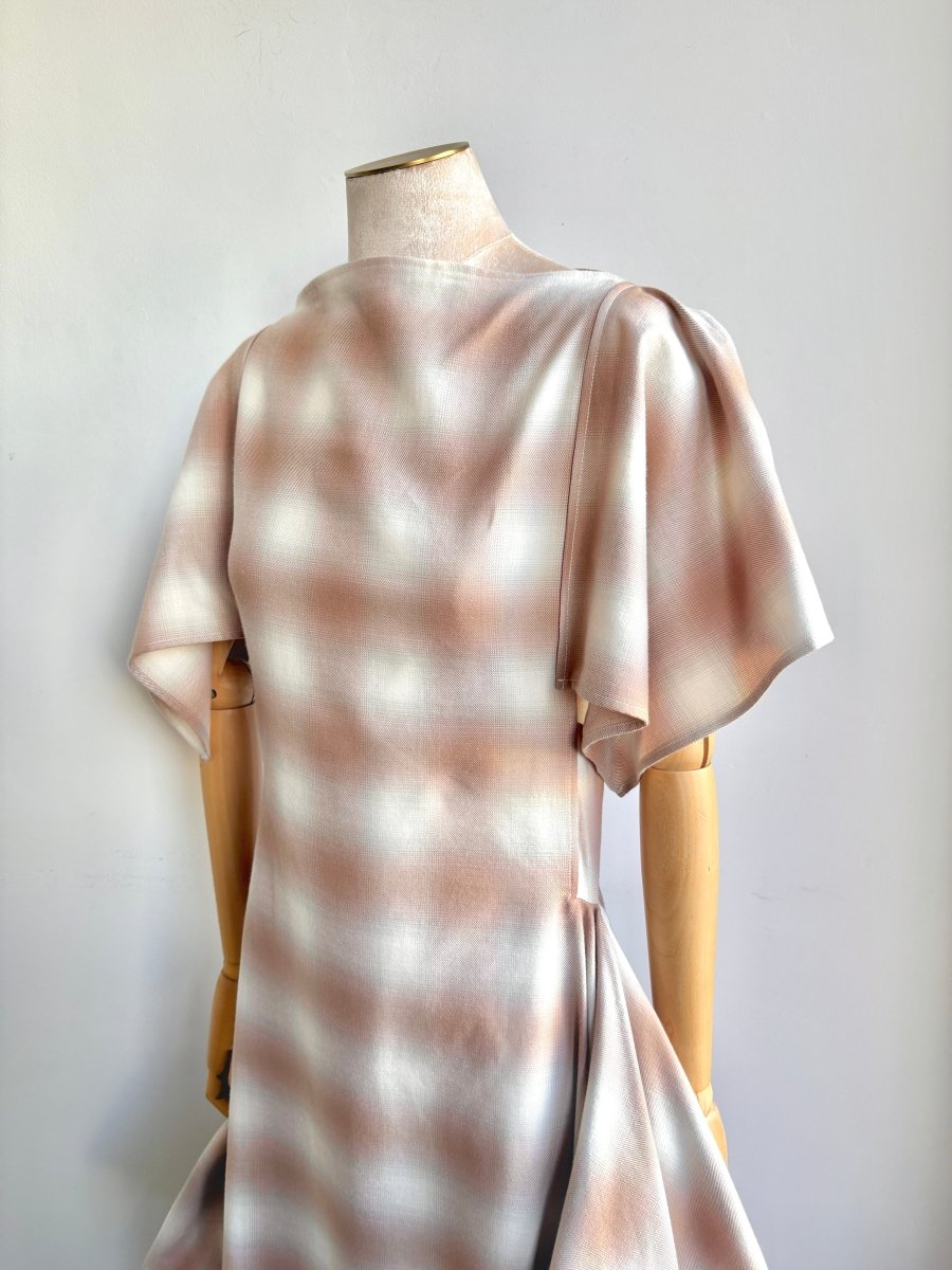 Deco Dress in Blush Faded Plaid Print - Made X Hudson