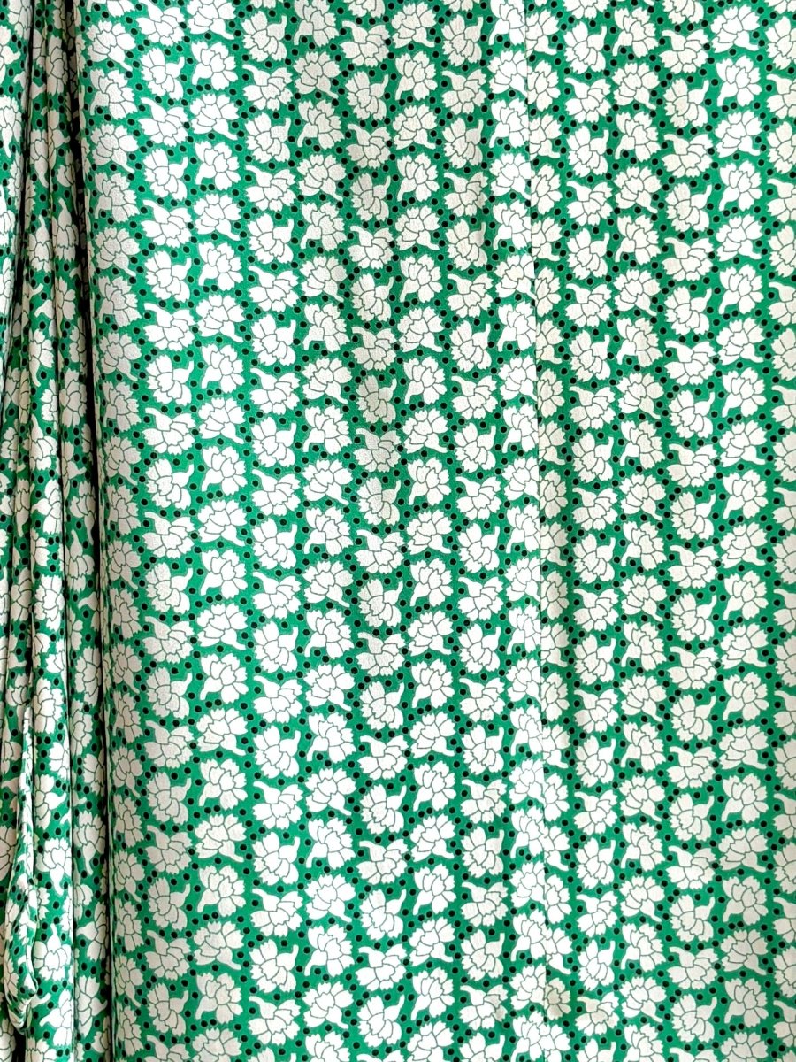Zero - Waste Dress in Spring Green Silk Floral Pattern - Made X Hudson