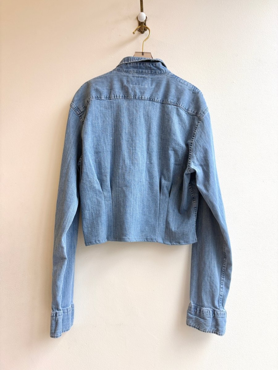The Kevin Top | Steel Denim with Brown Snaps and Gathered Waist (Reworked) - Made X Hudson