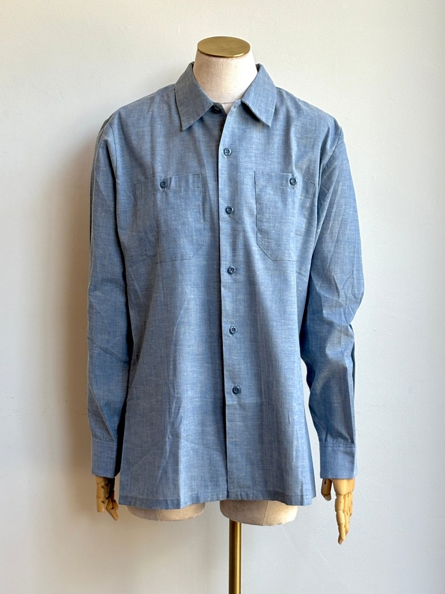 Chambray Shirt w/ Vintage Indigo Quilt Patch (Reworked) - Made X Hudson