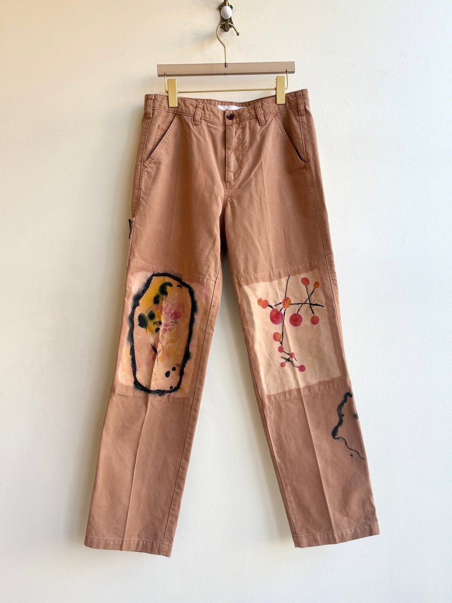 Camel Pants with Abstract Painted Knees and Pockets (Reworked) - Made X Hudson
