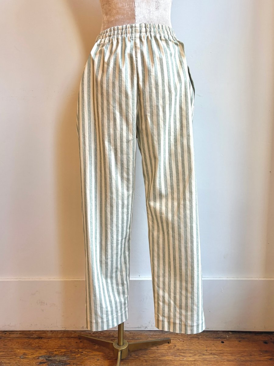 Sage & White Stripe Long Joggers - Made X Hudson