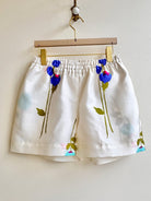 Mod Pink and Blue Poppy Floral Cream Town Shorts - Made X Hudson