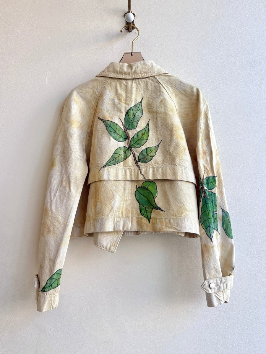 Greenbriar Double Breasted Cropped Walnut Dyed Denim Jacket (Reworked) - Made X Hudson