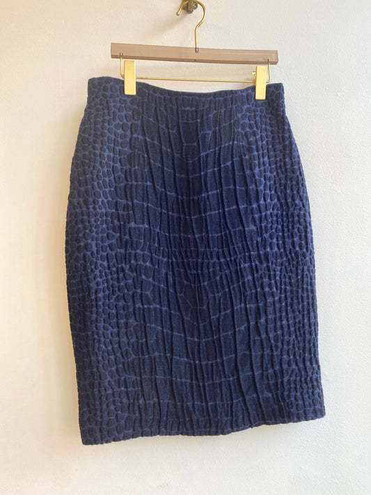 Yves Saint Laurent | Blue Alligator Print Knee-Length Skirt (Vintage)