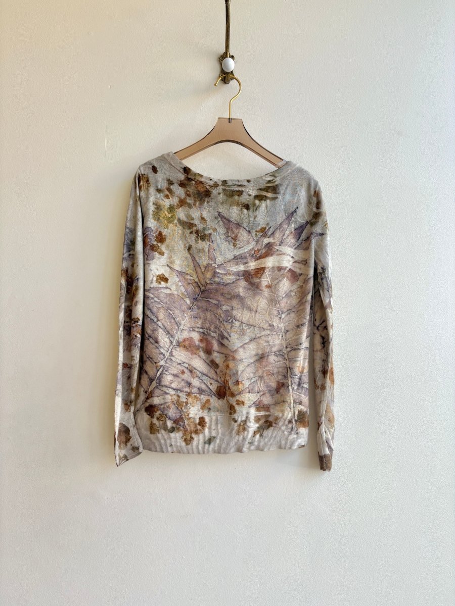 Eco Printed Cashmere Black V - neck Sweater (Reworked) - Made X Hudson