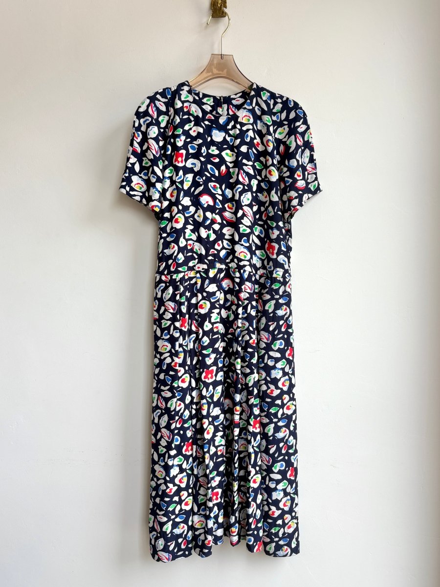 Navy Abstract Print Dress (Vintage) - Made X Hudson