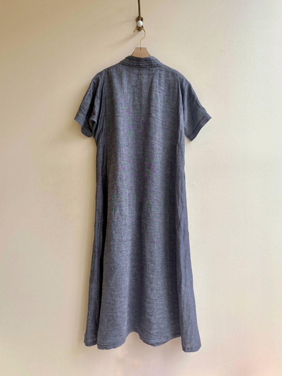 Deep V - Neck Chambray Zero Waste Caftan Dress - Made X Hudson