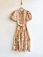 Ulla Johnson | Printed Ocher Stripe Puff Sleeved Dress (Vintage) - Made X Hudson