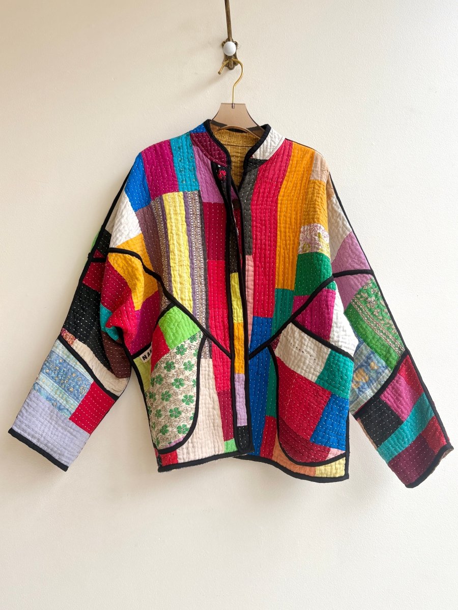 Reversible Ladhiya Quilted Jacket in Colors Pink, Red, Green, Mustard & Gold, Purple, Blue, Brown - Made X Hudson
