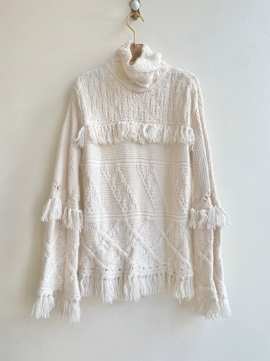 Line | White Knit Fringe Sweater (Vintage)