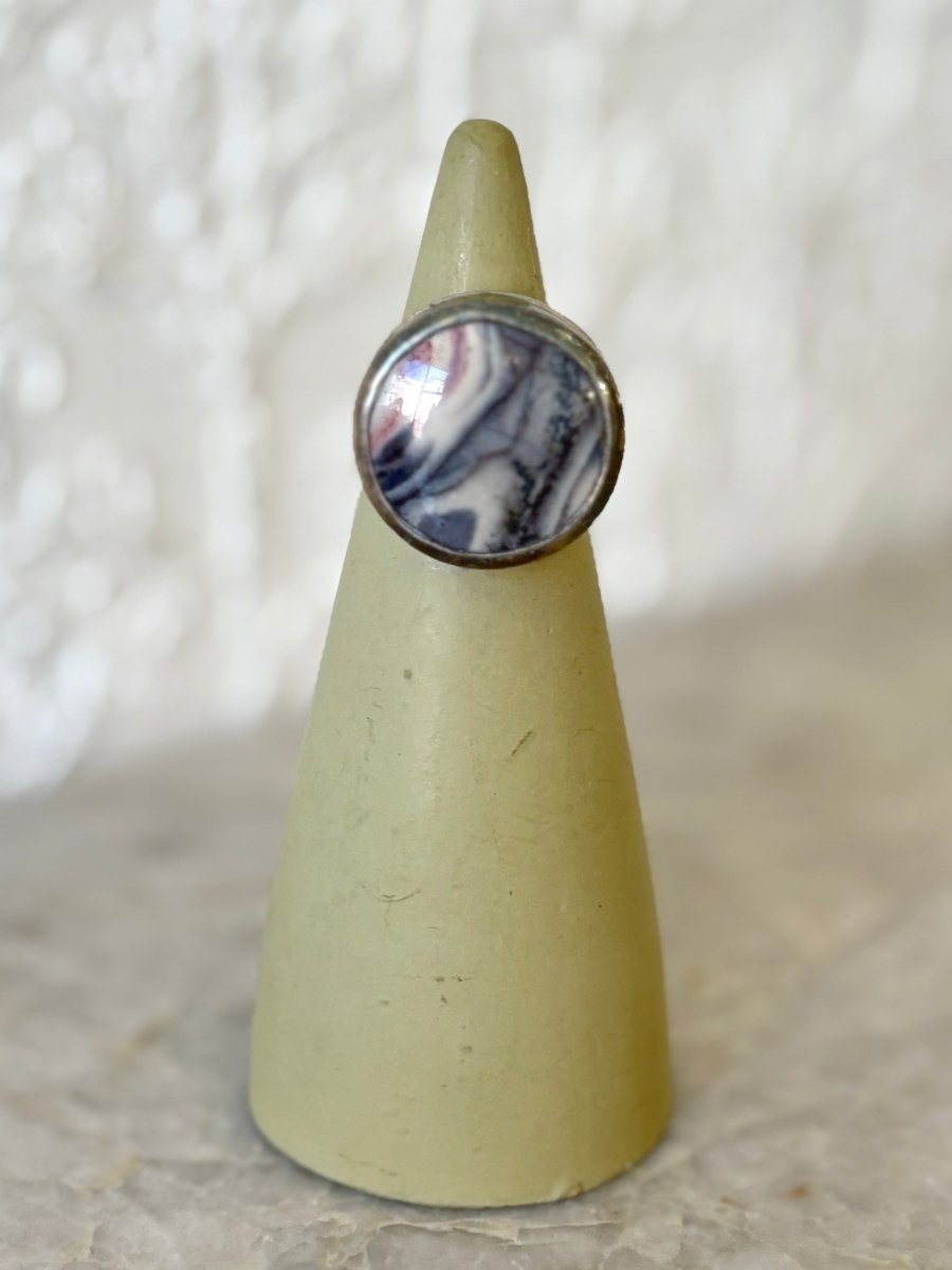 Handmade Sterling Silver & Circle Shape Agate Stone Ring - Made X Hudson