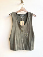 Cropped Hand Embroidery Daisies Sleeveless Tee (Reworked) - Made X Hudson