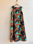 Umber and Aqua Floral Sleeveless Long Dress - Made X Hudson