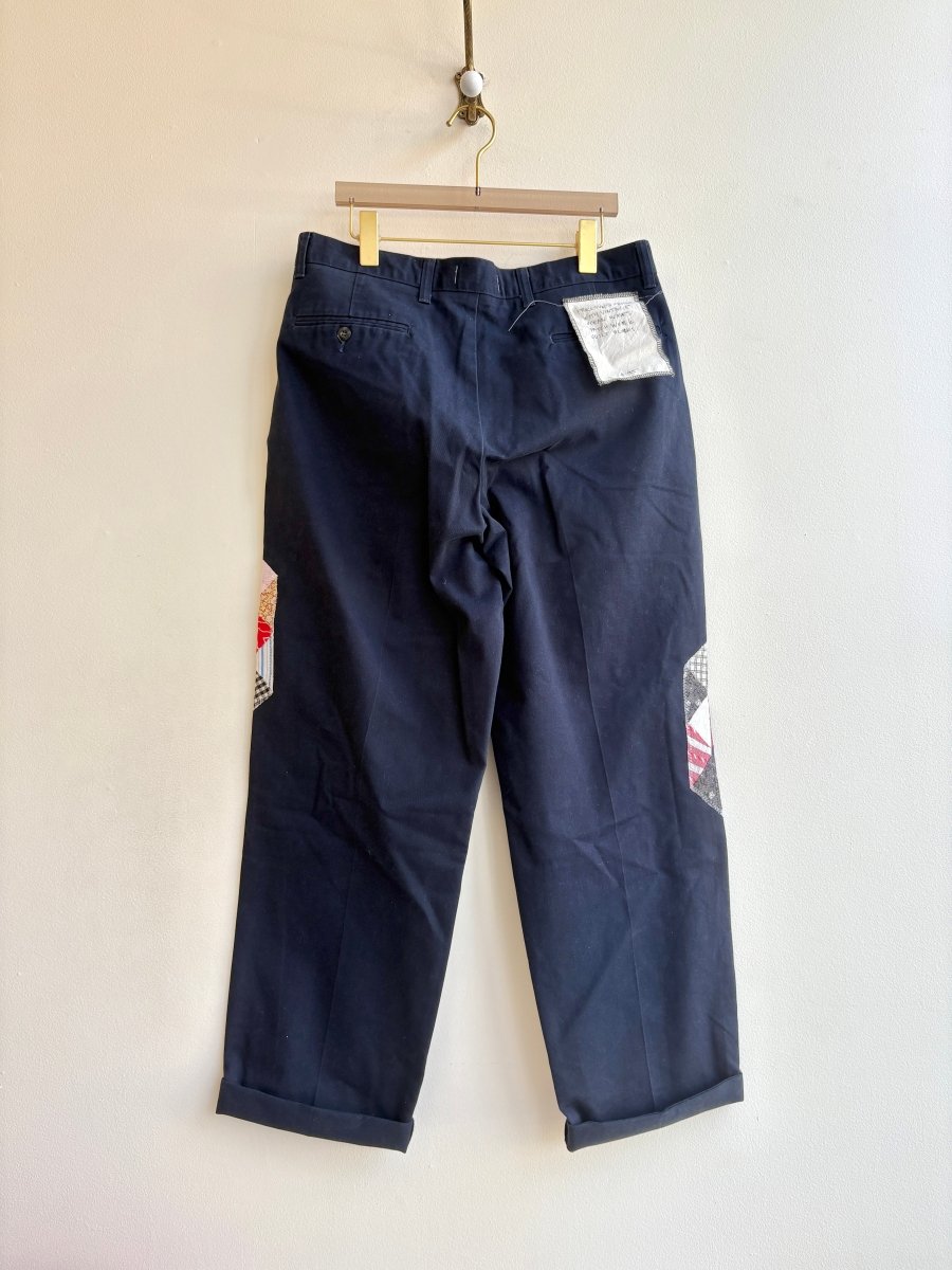 Ocean Waves Quilt Block Applique Navy Chinos | Black, Burgundy, and Mixed Pattern (Reworked) - Made X Hudson
