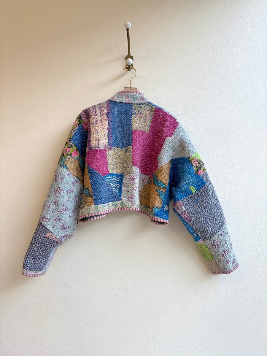 Reversible Kaira Quilted Cropped Jacket in Colors Lavender, Mauve, Pink, Blue, Mint & Blue, Light Blue, Purple, Lime Green - Made X Hudson