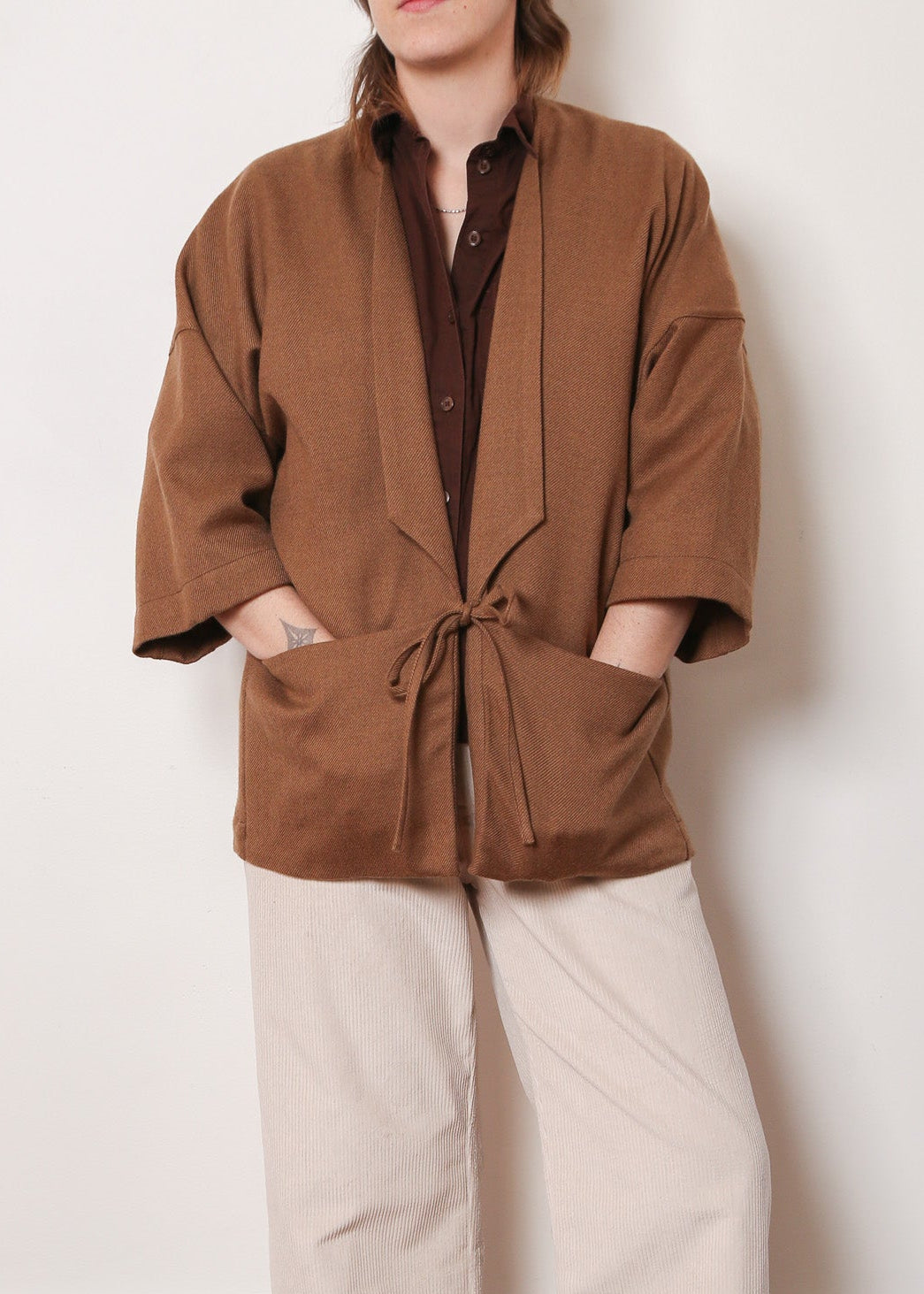 Milk Chocolate Brown Cashmere Chore Jacket