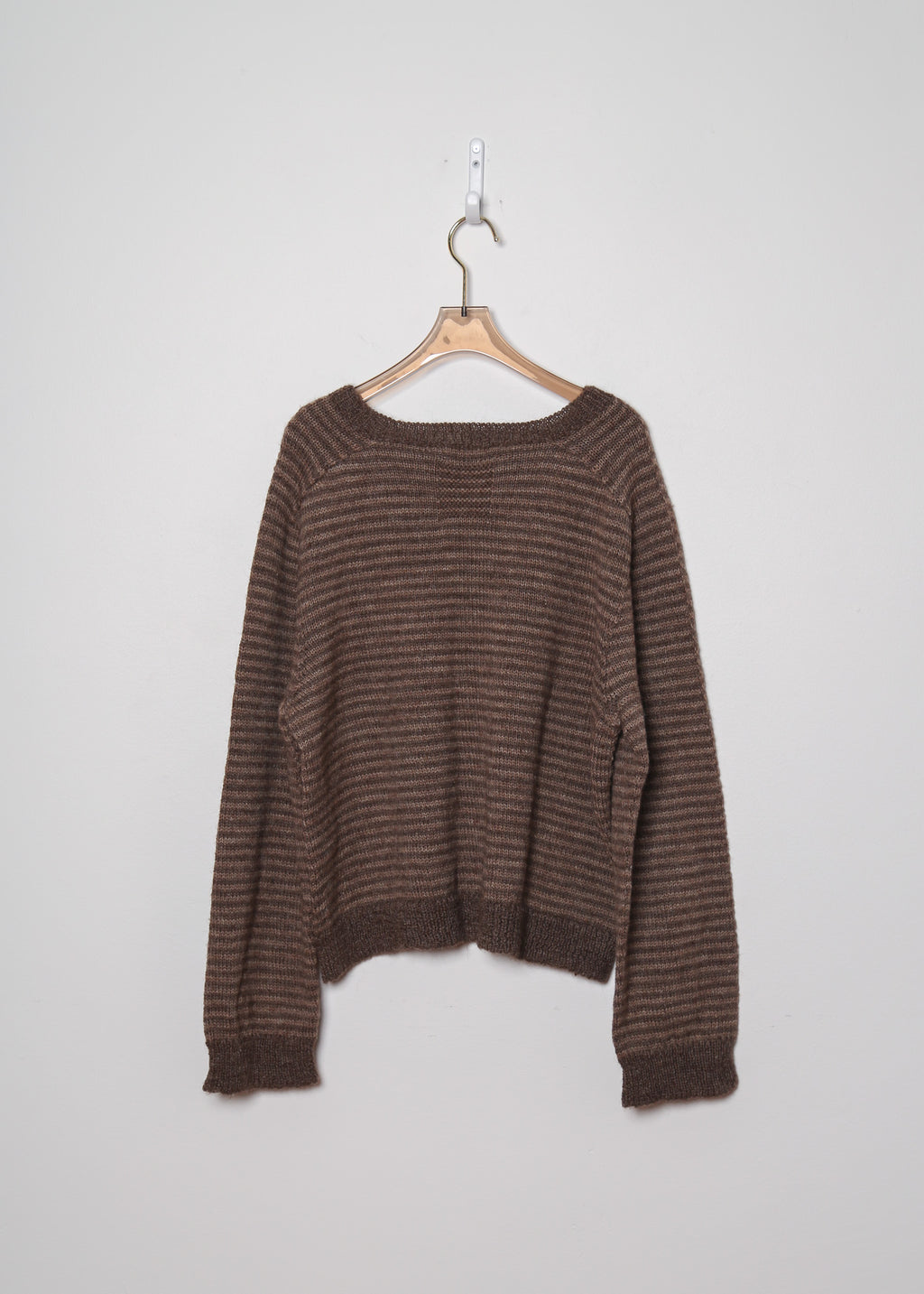 Taupe and Brown Cropped Crewneck Sweater