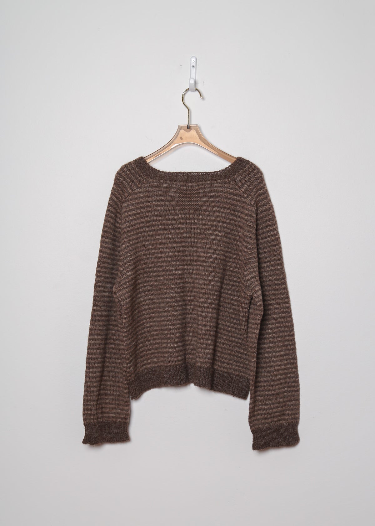 Taupe and Brown Cropped Crewneck Sweater