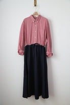 Lucius Shirt Dress in Cherry Red Gingham with Navy Skirt (Reworked) - Made X Hudson