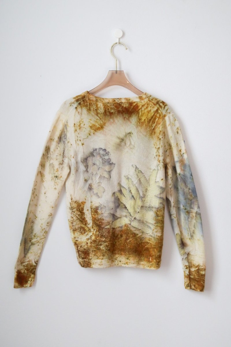 Golden Rod Cream Cashmere Eco Printed Crewneck Sweater (Reworked) - Made X Hudson