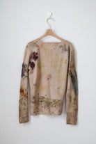 Taupe Rose Mallow Cashmere Eco Printed V-Neck Sweater (Reworked) - Made X Hudson