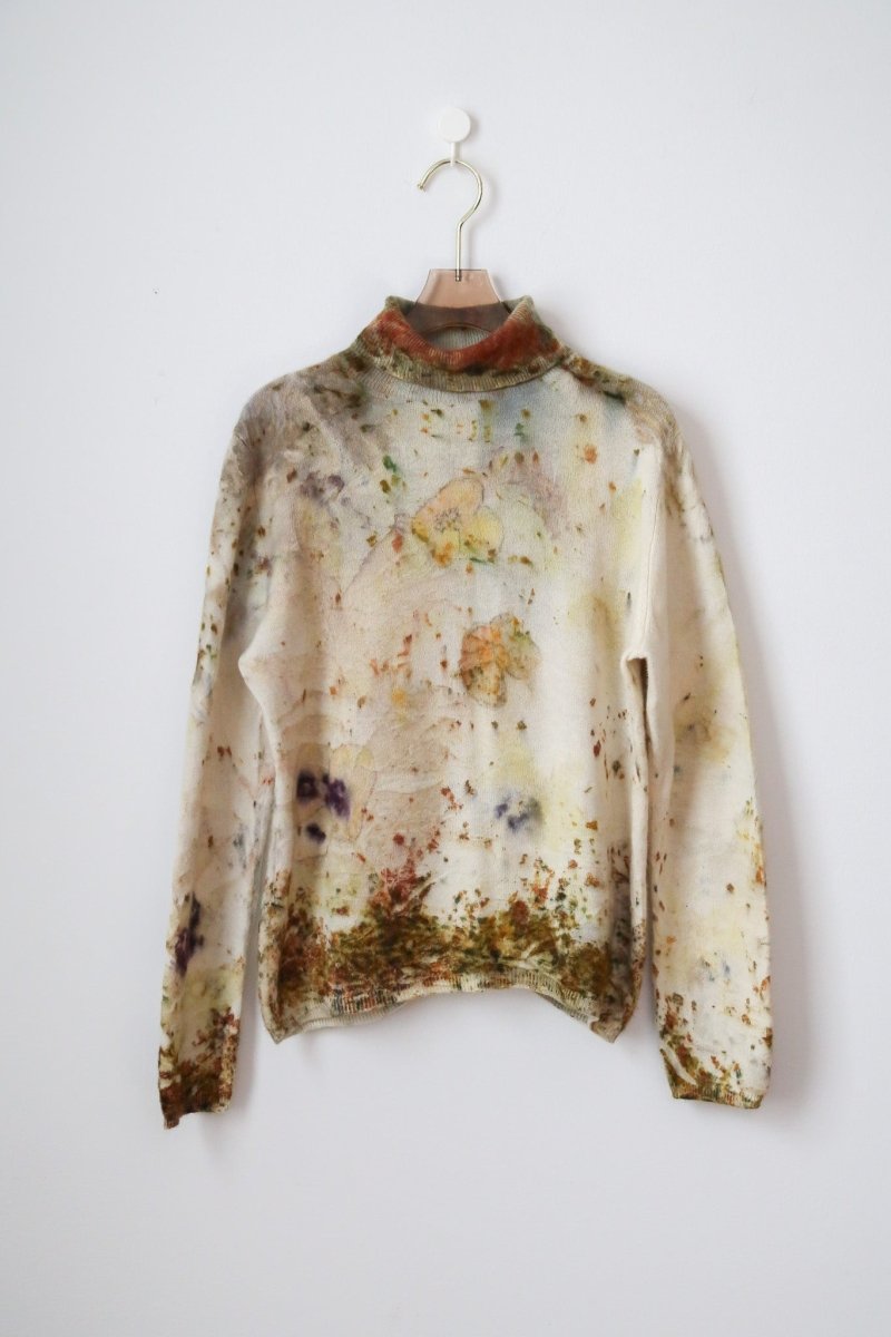Bronze Sumac Cashmere Eco Printed Turtleneck Sweater (Reworked) - Made X Hudson
