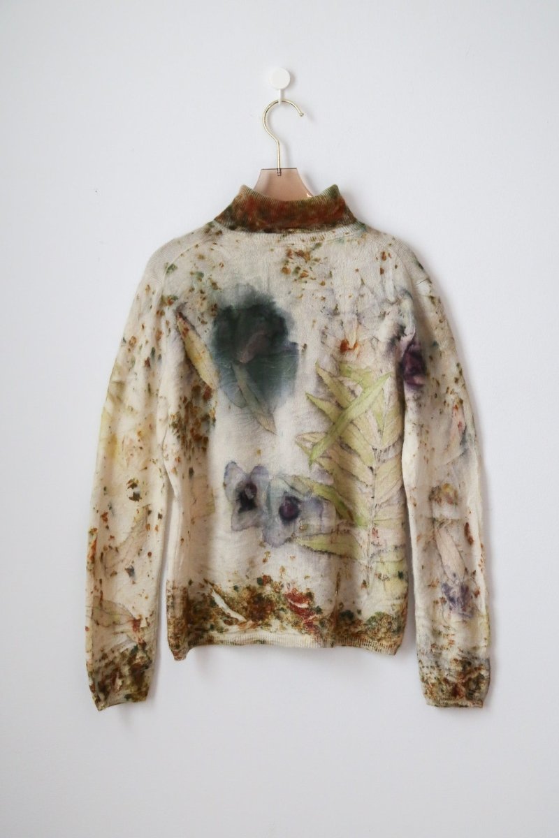 Bronze Sumac Cashmere Eco Printed Turtleneck Sweater (Reworked) - Made X Hudson
