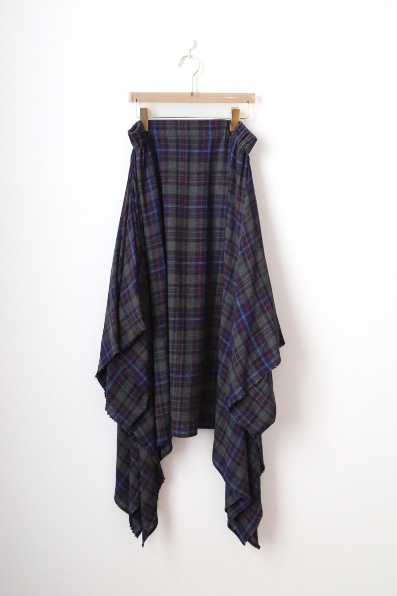 The Octavia Skirt in Grey, Blue, and Red Plaid - Made X Hudson