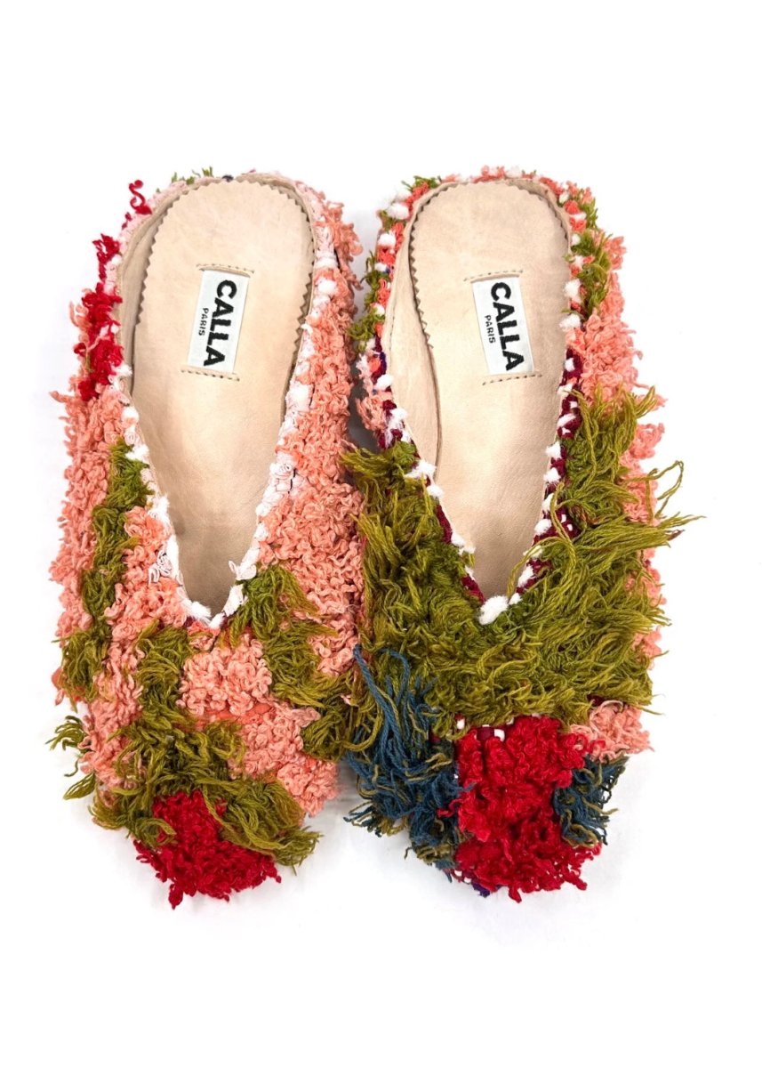 Aili Babouche “Ilanthi” Mules In Colors Pink, Red, Moss, Cerulean, White (Size 40) - Made X Hudson