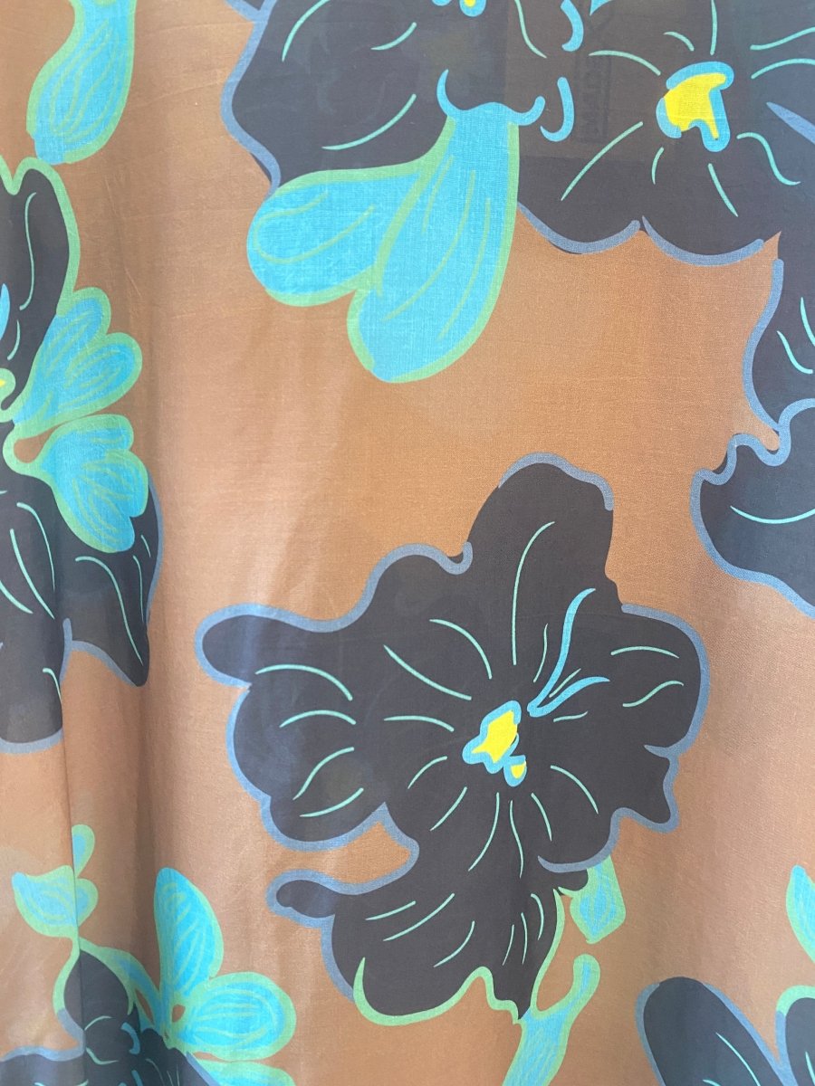 Jumbo Green, Blue, Black & Brown Floral Print Kaftan - Made X Hudson