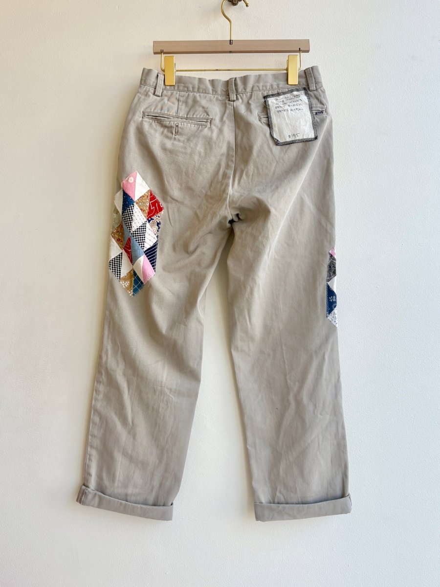 Ocean Waves Quilt Block Applique Chinos | White, Navy, and Mixed Pattern (Reworked) - Made X Hudson