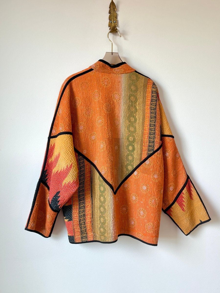 Reversible Ladhiya Quilted Jacket in Charcoal, Gold, Green, Red & Orange, Tan, Black, Gold - Made X Hudson