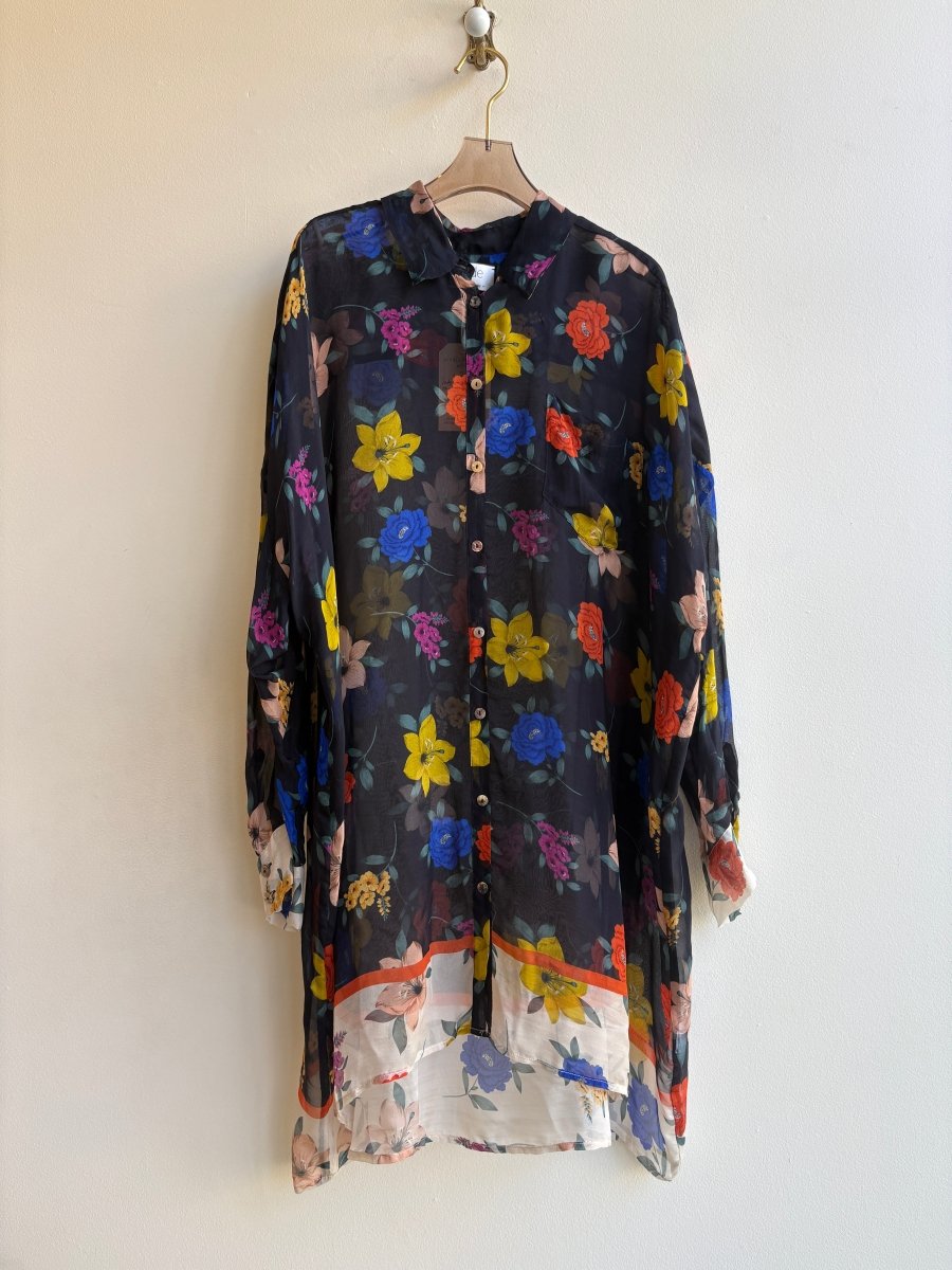 Jade | Sheer Floral Shirt With White Trim (Vintage) - Made X Hudson